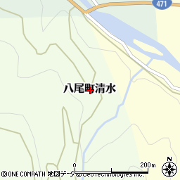 富山県富山市八尾町清水周辺の地図