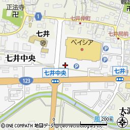 栃木県芳賀郡益子町七井中央周辺の地図