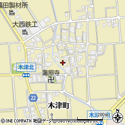 石川県白山市木津町周辺の地図