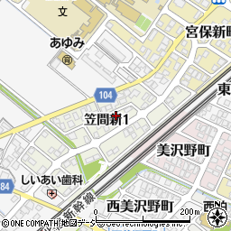 石川県白山市笠間新1丁目73周辺の地図