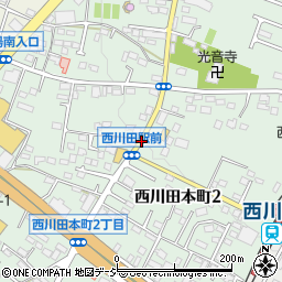 西川田駅入口周辺の地図
