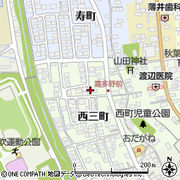 茨城県常陸太田市西三町周辺の地図