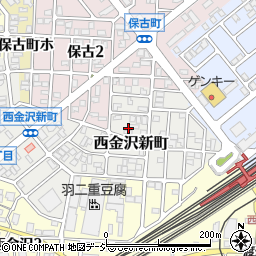 石川県金沢市西金沢新町周辺の地図