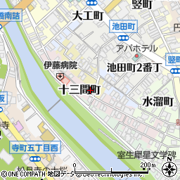 石川県金沢市十三間町12周辺の地図