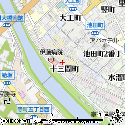 石川県金沢市十三間町16周辺の地図