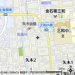 石川県金沢市矢木周辺の地図