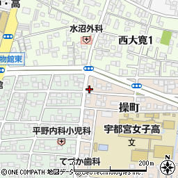 宇都宮操町郵便局周辺の地図