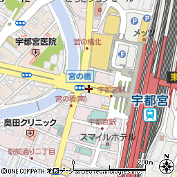 栃木県宇都宮市駅前通り周辺の地図