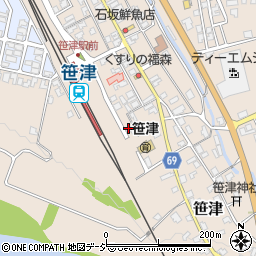 富山県警察本部　富山南警察署笹津駐在所周辺の地図