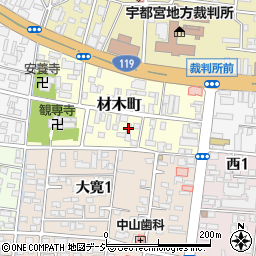 栃木県宇都宮市材木町周辺の地図