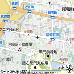 金沢市役所産業局　近江町観光バス駐車場周辺の地図