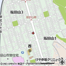栃木県鹿沼市坂田山周辺の地図