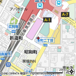 金沢駅東駐車場周辺の地図