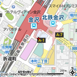 金沢東警察署金沢駅前交番周辺の地図