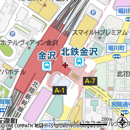 金沢駅東口周辺の地図