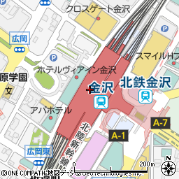 金沢駅内郵便局周辺の地図