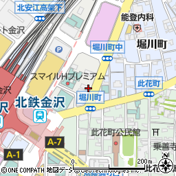 笑笑 金沢東口駅前店周辺の地図