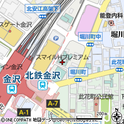 スマイルホテルプレミアム金沢東口駅前周辺の地図