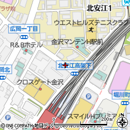 金沢駅東口周辺の地図
