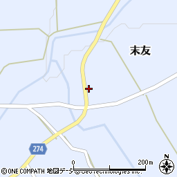 富山県小矢部市末友372周辺の地図