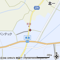 富山県小矢部市末友42周辺の地図
