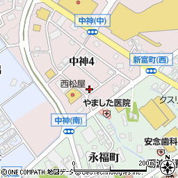 富山県砺波市中神4丁目90周辺の地図