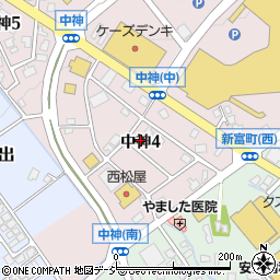 富山県砺波市中神4丁目58周辺の地図