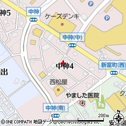 富山県砺波市中神4丁目57周辺の地図