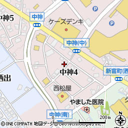 富山県砺波市中神4丁目195周辺の地図