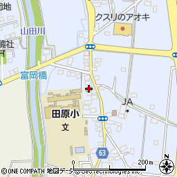 河内田原郵便局周辺の地図