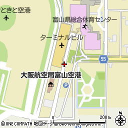 富山空港（富山きときと空港）ターミナル国際線出発口周辺の地図