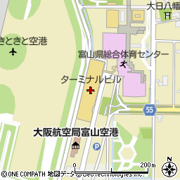 富山空港国内線ターミナル周辺の地図