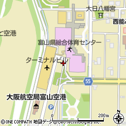 富山空港（富山きときと空港）ターミナル国内線到着口周辺の地図