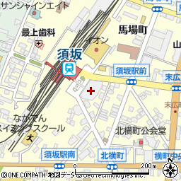 須坂市　市役所商業観光課周辺の地図