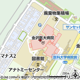 金沢医科大学病院周辺の地図