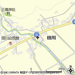 富山県小矢部市田川周辺の地図