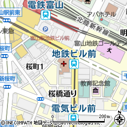 富山中央郵便局貯金サービス周辺の地図