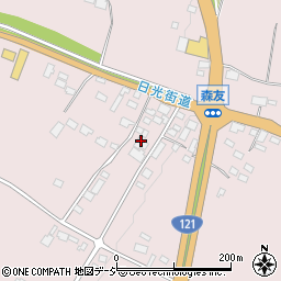 栃木県日光市森友525周辺の地図