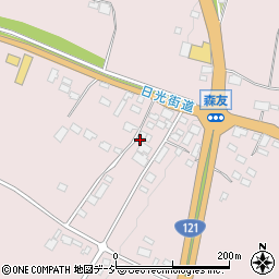 栃木県日光市森友524周辺の地図