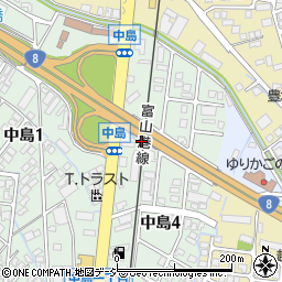 カナショク株式会社　セルフ富山・中島店周辺の地図