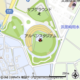 富山市民球場（アルペンスタジアム）周辺の地図