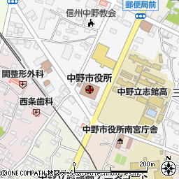 長野県中野市周辺の地図