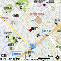 富山県高岡市二番町周辺の地図