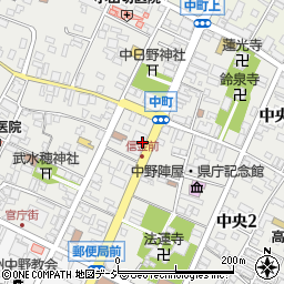 長野県中野市中央周辺の地図