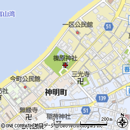 檪原神社周辺の地図