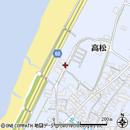 石川県かほく市高松レ周辺の地図