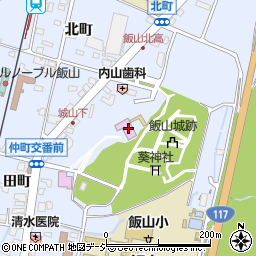 飯山市弓道場周辺の地図