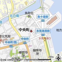 富山県氷見市中央町周辺の地図