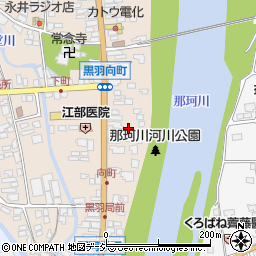 栃木県大田原市黒羽向町57周辺の地図