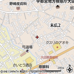 栃木県大田原市末広2丁目9-7周辺の地図